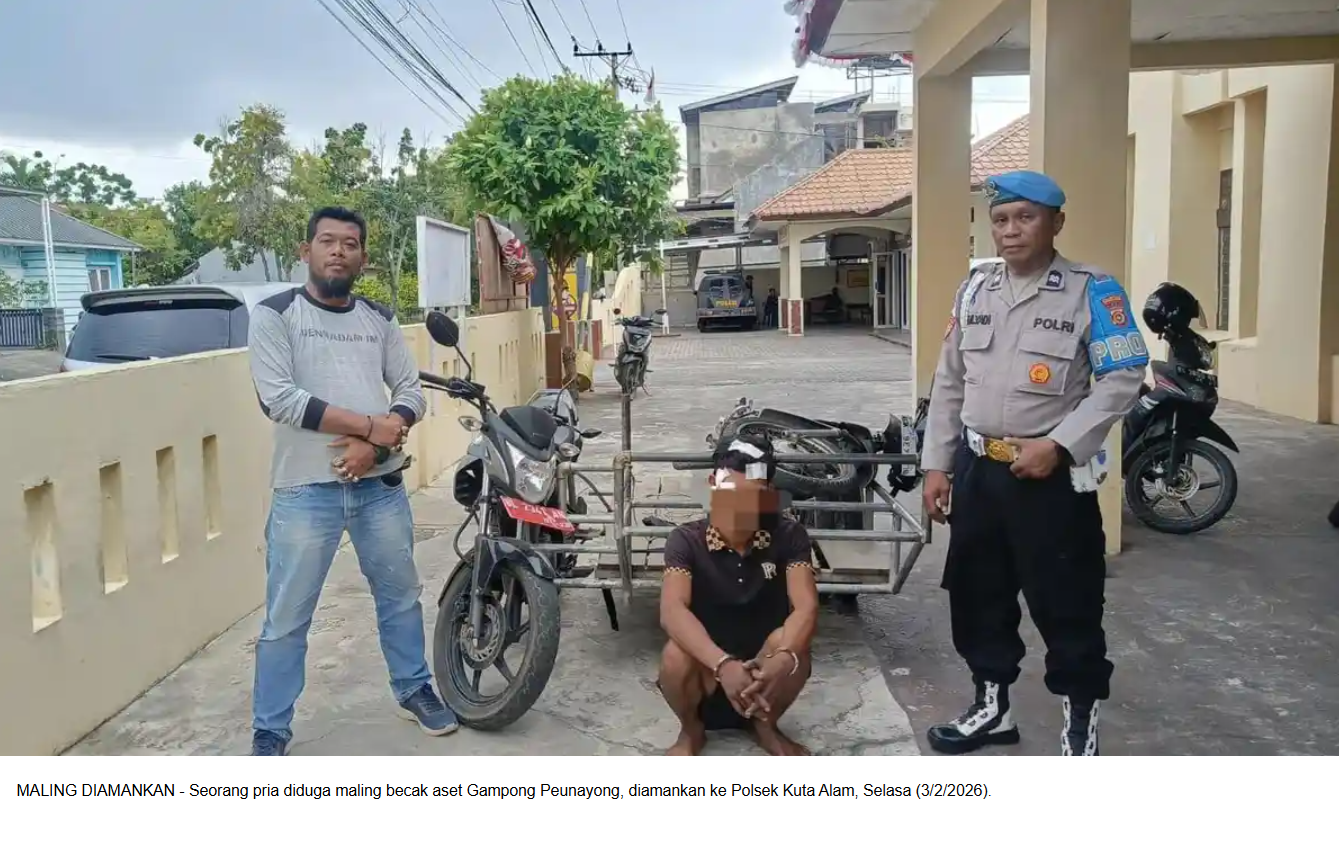Maling Becak Aset Gampong Peunayong Banda Aceh Diamuk Massa, Polisi Imbau Tak Main Hakim Sendiri
