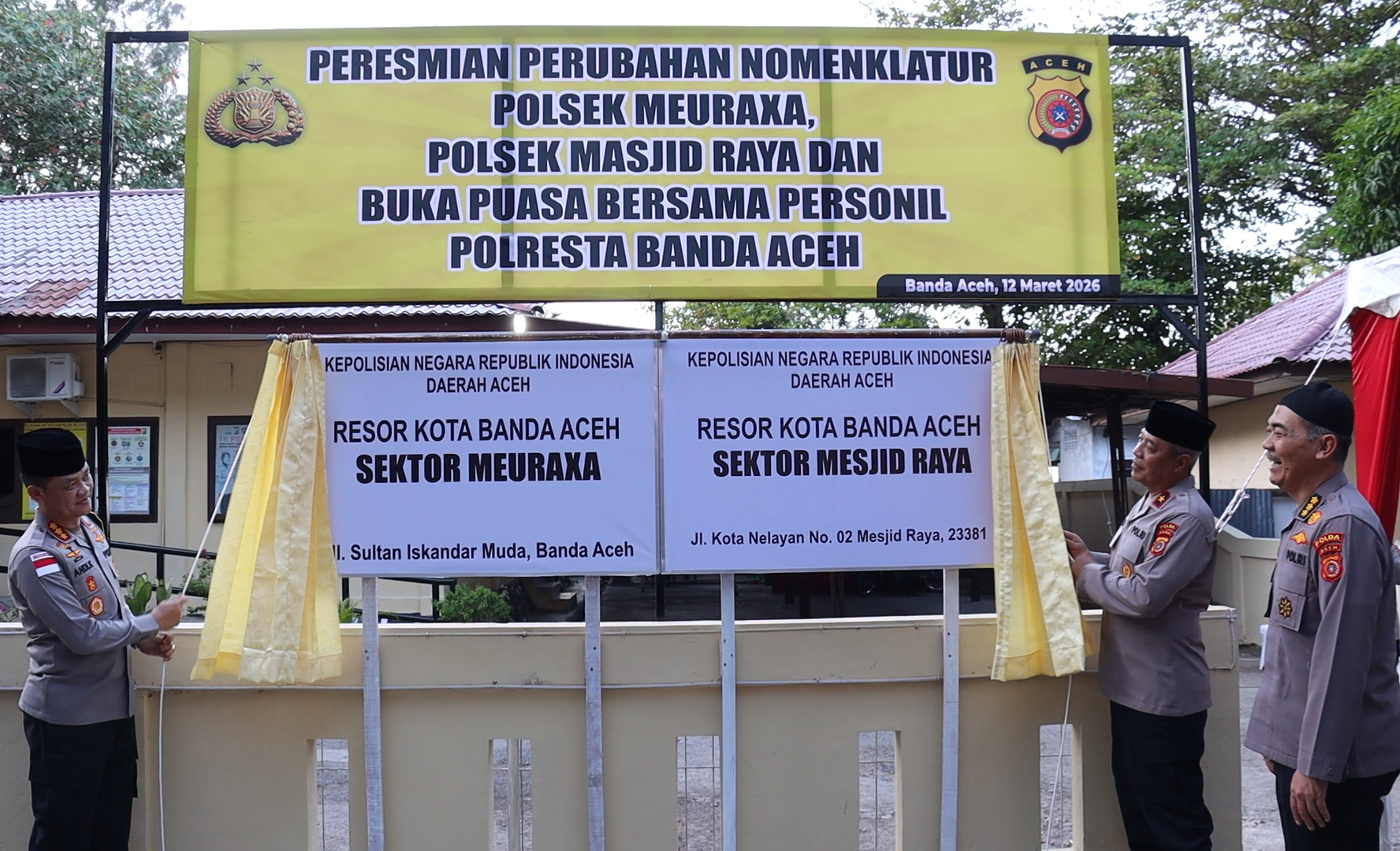 Wakapolda Aceh Resmikan Dua Polsek Baru Pasca Perubahan Nomenklatur Jajaran Polresta
