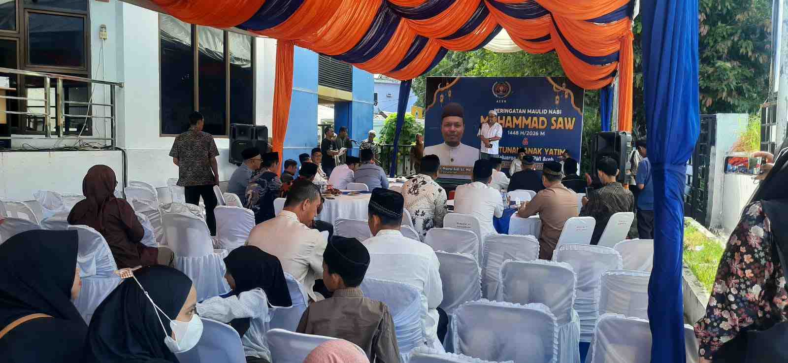 Wakili Kapolresta Banda Aceh, Kasi Humas Hadiri Maulid Nabi di Kantor PWI Aceh - Tribratanews Polresta Banda Aceh