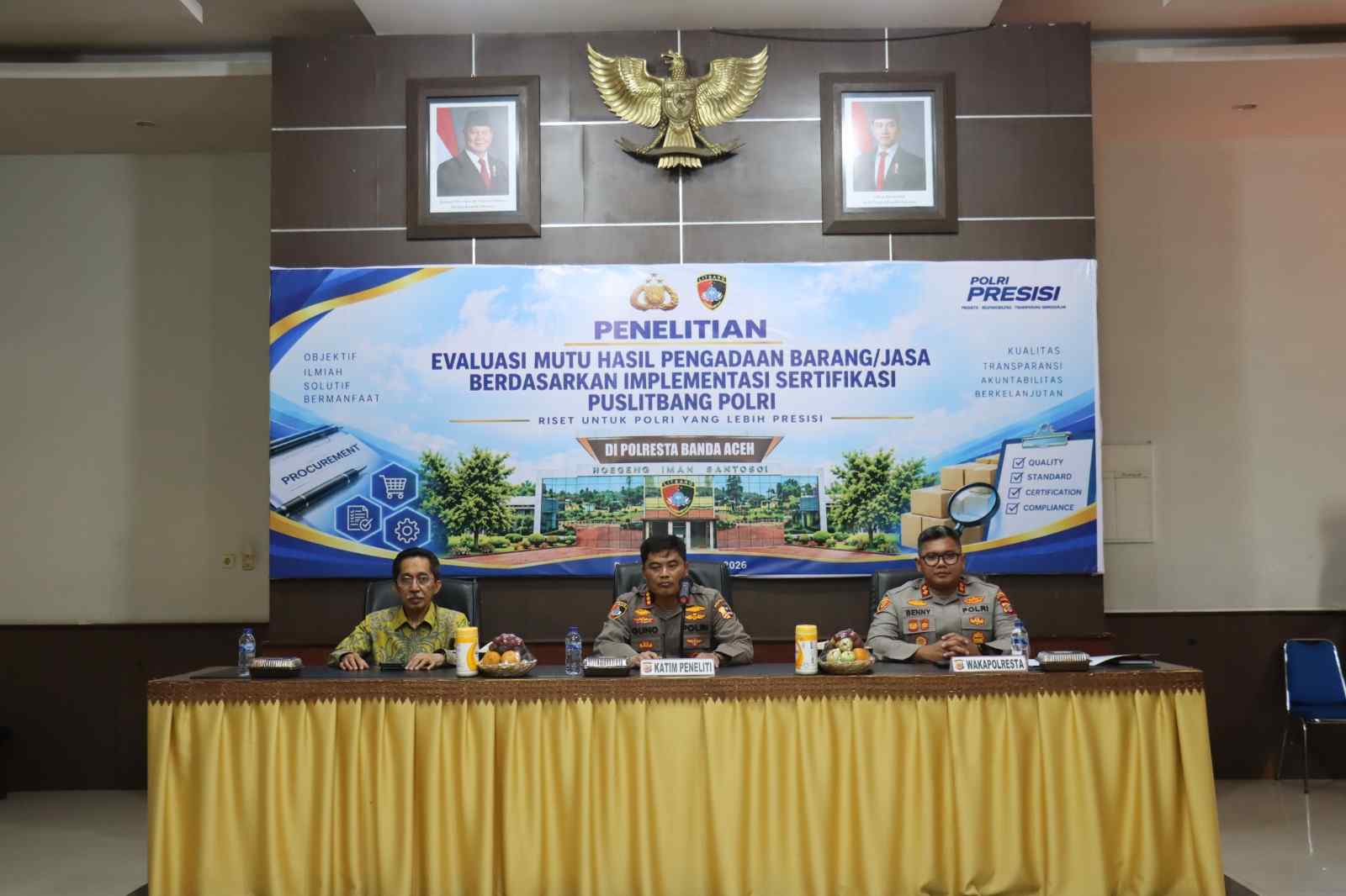 Puslitbang Polri Evaluasi Mutu Pengadaan Barang dan Jasa di Polresta Banda Aceh - Tribratanews Polresta Banda Aceh