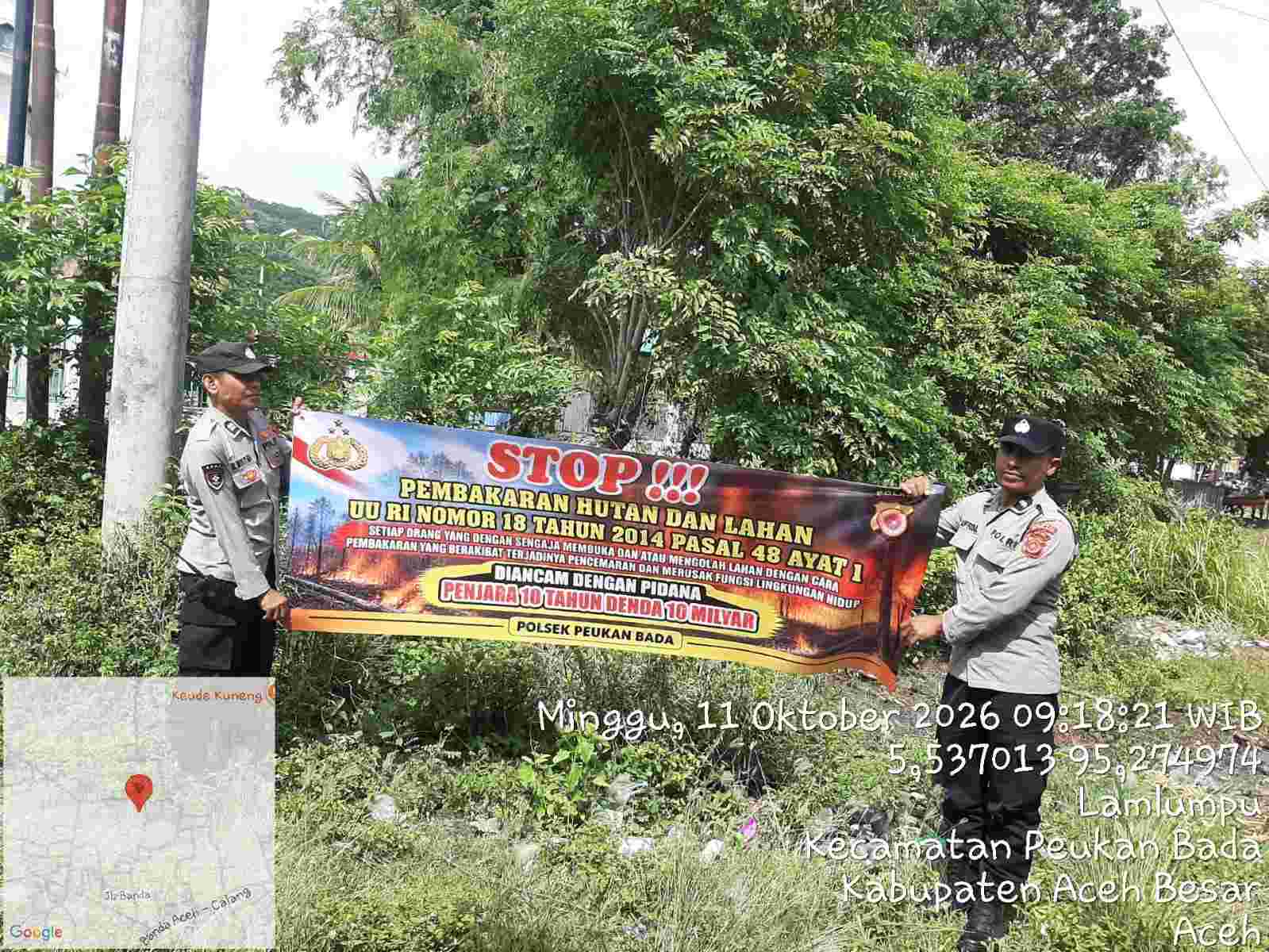 Polsek Peukan Bada Sosialisasikan Pencegahan Karhutla kepada Warga, Ingatkan Bahaya Membakar Lahan